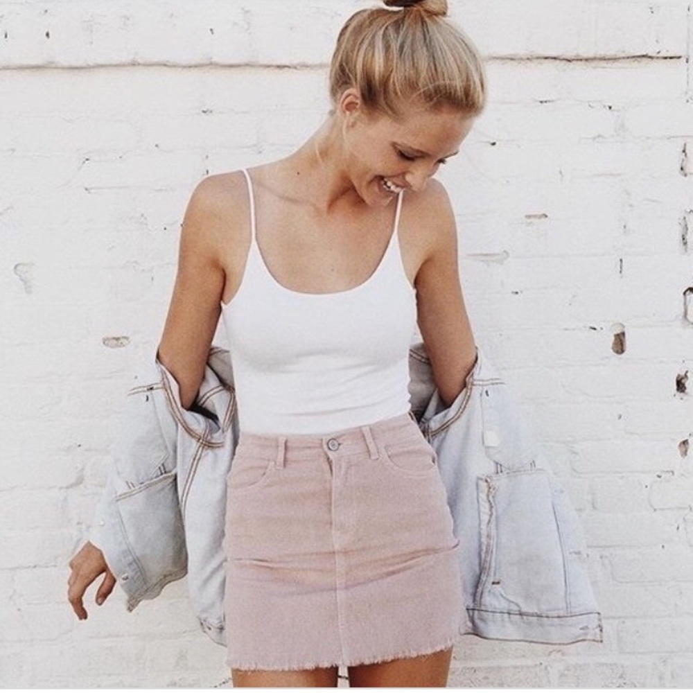 Brandy Melville Pink Juliette Corduroy Skirt